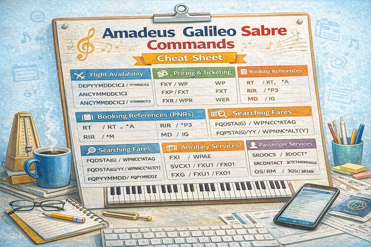 Amadeus Galileo Sabre Commands Cheat Sheet