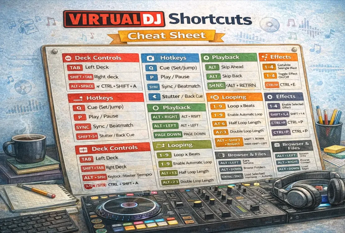 Virtual DJ Shortcuts Cheat Sheet Guide